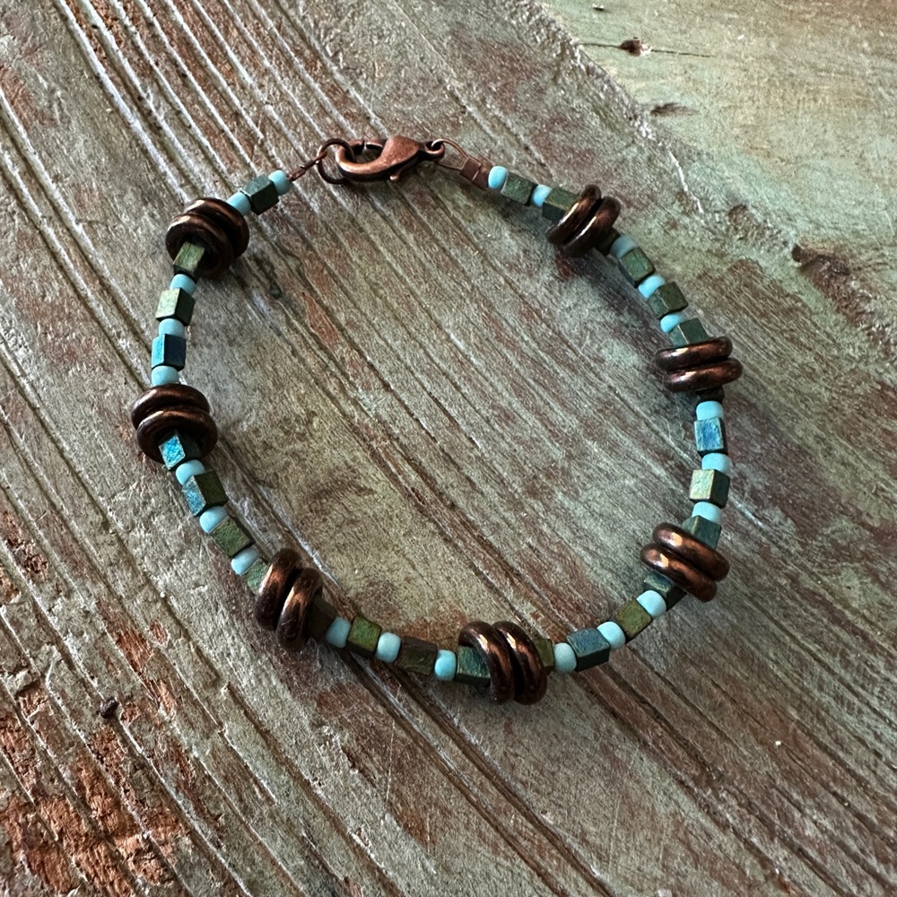 Turquoise& Bronze Beaded Bracelet